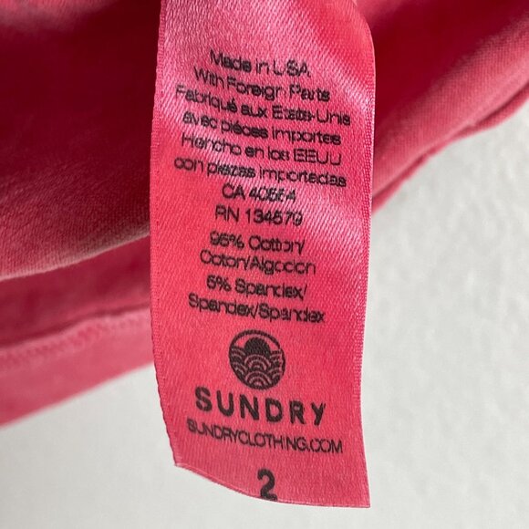 NEW $82 SUNDRY Tank Top Womens 2 Medium Pigment Scarlet Ruched Sleeveless Shirt - Picture 4 of 11